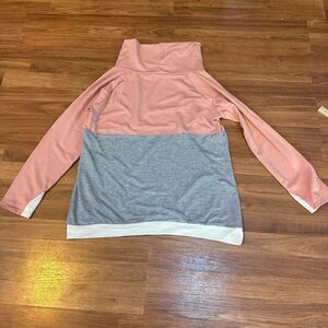 Cowl neck sweatshirt pink, gray, cream size XL